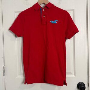 Hollister‎ Y2K Polo Mens Large Red Preppy 2000's Muscle Fit Vintage Skater